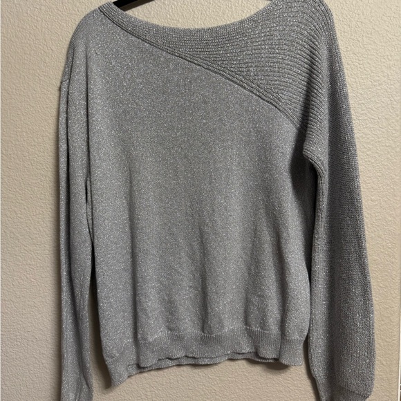 Vince Camuto Silver Off-the-Shoulder Sweater - Picture 3 of 5